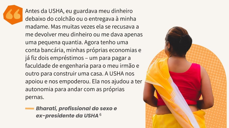 Bharati, profissional do sexo e ex-presidente da USHA