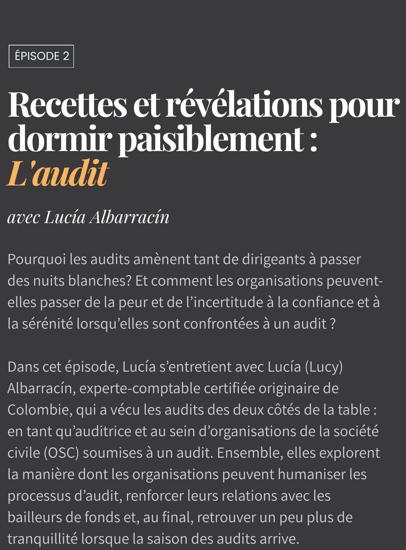 Recettes et révélations pour dormir paisiblement : L'audit