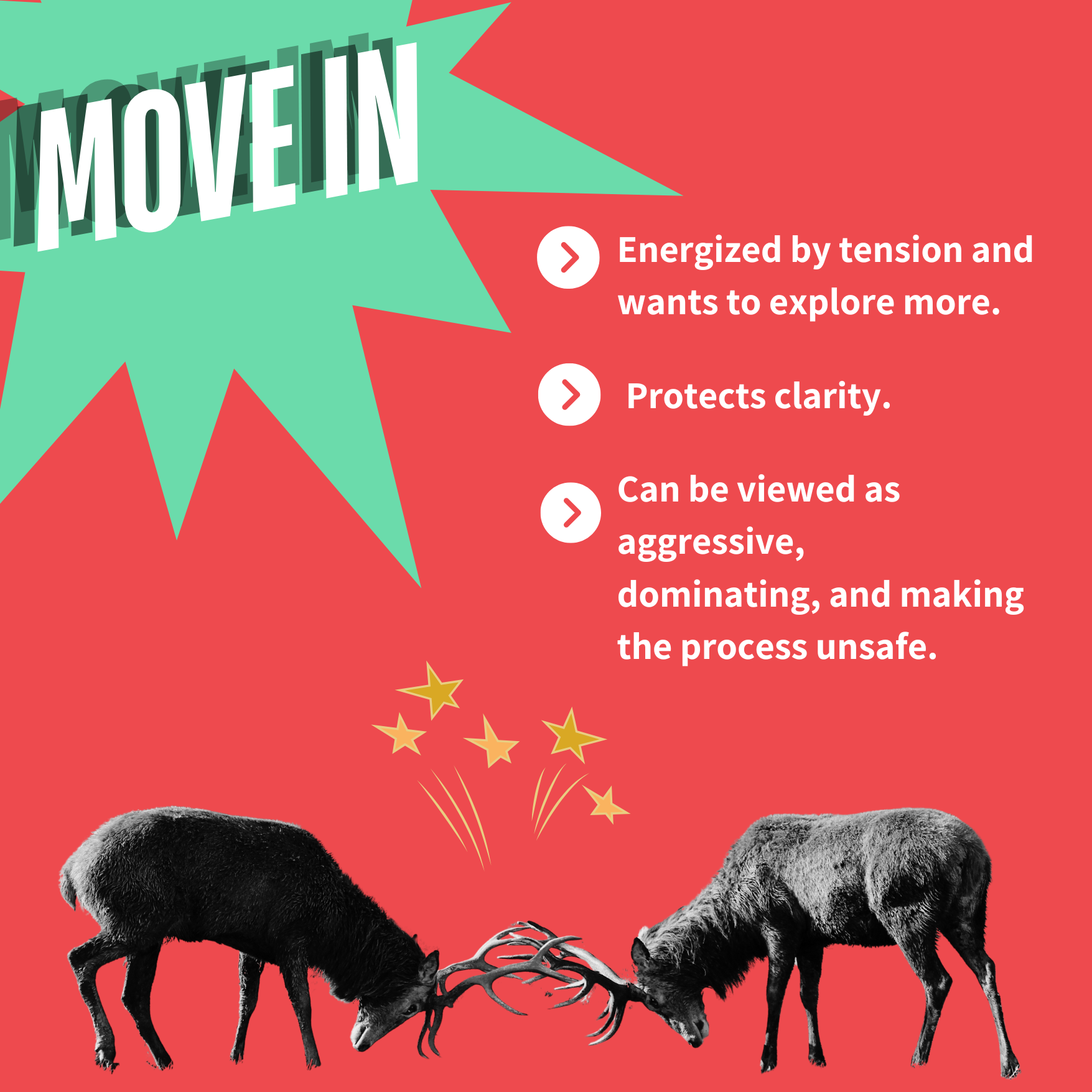 Do you move into conflict, like reindeer fighting with their antlers?